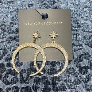 New York & Company Star and Moon Gold Earrings